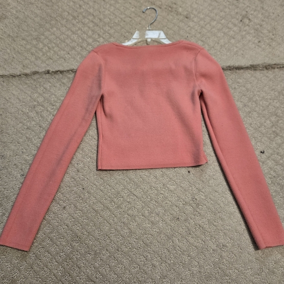 Express Pink Square Neck Long Sleeve Top - Picture 2 of 8